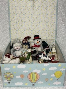 Decorative Box with Assortment of Snowmen Ornaments