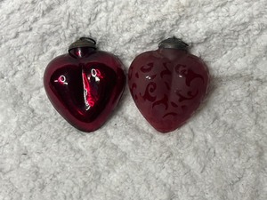 2 Glass Red Hearts