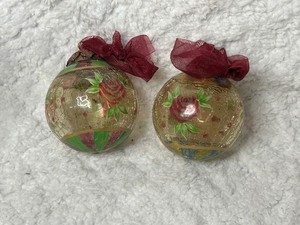 2 Hand Painted Glass Ornaments