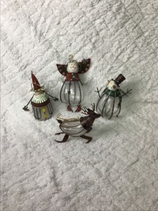 Rustic Metal Reindeer, Snowmen, & Santa Ornaments