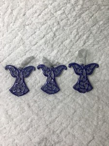 3 Glazed Blue Angel Ornaments