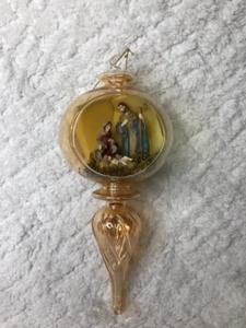 Vintage Fontanini Gold Diorama Christmas Ornament Big