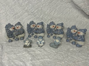 Assortment of Blue Sweatered Snowmen Decor