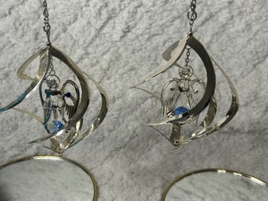 2 Silver Plated Angel Suncatcher Ornaments with Swarovski Crystals