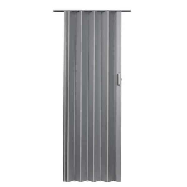 lot 117 image: (2) 48 in. x 80 in. Elite Vinyl City Grey Accordion Door