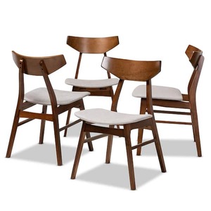 lot 41 image: Danica Light Grey and Walnut Brown Fabric Dining Chair (Set of 4)