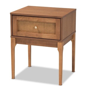 lot 43 image: (2) Ramiel 1-Drawer Natural Brown and Gold Nightstand 23.5 in. H x 18.7 in. W x 15.7 in. D