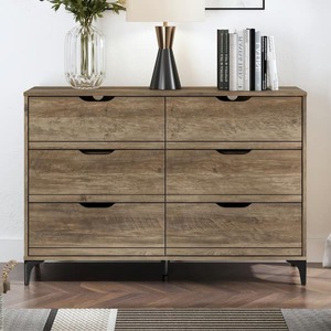 lot 49 image: GALANO Lilay Knotty Oak 6-Drawer 46.5 in. Wide Dresser (Sturdy Design with Interlocking Drawers)