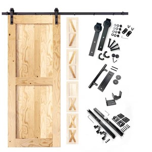 lot 66 image: HOMACER 32 in. x 84 in. 5-in-1 Design Unfinished Frame Solid Pine Wood Interior Sliding Barn Door with Hardware Kit, Non-Bypass