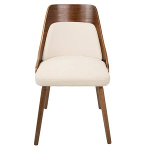 lot 98 image: Lumisource Anabelle Mid-Century Walnut and Cream Modern Dining Chair Set of 2