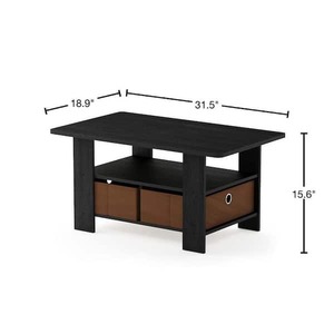 lot 107 image: Furinno Andrey 32 in. AmericanoMedium Brown Medium Rectangle Wood Coffee Table with Bin Drawer