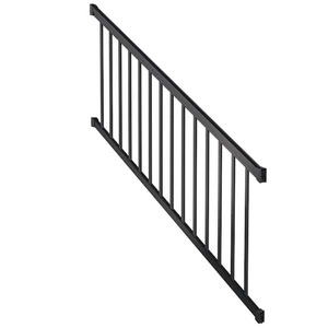 lot 108 image: Peak Aluminum Railing 6 ft. Aluminum Deck Railing Stair Kit with Pickets in Matte Black for 36 in. high system