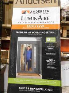 lot 34 image: Andersen 36 in. x 80 in. Luminaire Charcoal Gray Single Universal Aluminum Gliding Retractable Screen Door