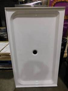 lot 59 image: swiss madison  voltaire 60 in. x 36 in. acrylic single-threshold center drain shower base in white