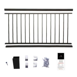 lot 140 image: (2) Aria Railing 36 in. x 69.43 in. Black Powder Coated Aluminum Preassembled Deck Railing