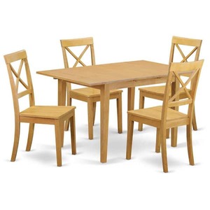 lot 181 image: East West Furniture 5-Piece Natural Oak Finish Solid Wood Top - Dining Room Set - Seats 4