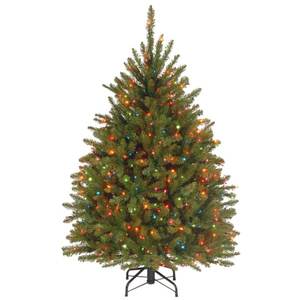 lot 203 image: National Tree Company 4.5 ft. Dunhill Fir Artificial Christmas Tree with Multicolor Lights