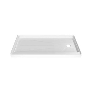 lot 230 image: TOOLKISS 60 in. L x 32 in. W x 4 in. H Alcove Single Threshold Shower Pan Base with Right Drain in White