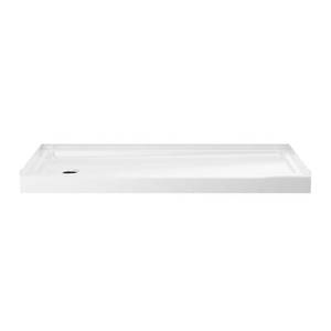 lot 231 image: Delta Classic 500 60 in. L x 32 in. W Alcove Shower Pan Base with Left Drain in High Gloss White