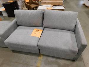 lot 182 image: Flex 68in. Pebble Dark Gray Polyester 2- Seat Loveseat and Ottoman