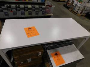 lot 191 image: TRIBESIGNS WAY TO ORIGIN Halseey 70.8 in. W White Computer Desk Particle Board Wood Home Office Workstation Boardroom Desk