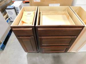 lot 210 image: (2) Hampton Bay Kitchen Cabinet Lot - Cognac