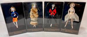 4 Ladies with Elegance Collection Glass Ornaments