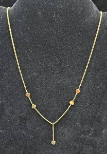 14K Gold 16.75 Bead & Heart Necklace - Made it Italy