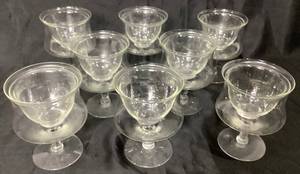 Vintage Glass Footed Shrimp Cocktail Chiller Glasses - set of 8