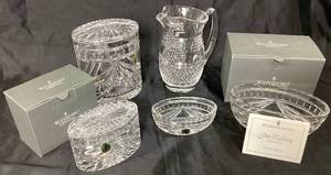 Vintage Waterford Crystal Overture Lidded Box, Overture 7 Bowl, Overture Oval Bowl, Overture Biscuit Barrel & Lid and Martini Pitcher