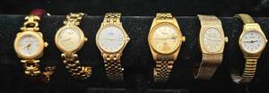 Collection of Vintage Womens Watches- 6 pc , 2 Raymond Weil, Dufonte, Bulova, Gruen and Etienne Aigner