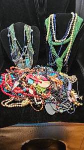 Large Collection of Costume Jewelry Beaded Necklaces