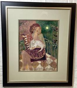 Sabzi Cat In Lap Limited Edition Giclee on Paper