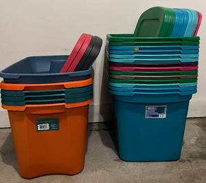 Mixed 18Gal Colored Totes - 20 pcs