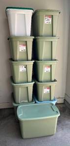 Colored Storage Totes - 18 Gal Totes - 11 pieces