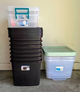Storage Tote Bundle - Assorted Sizes - 7 - 17gal, 3- 50 Qt, 2- 25 Qt.