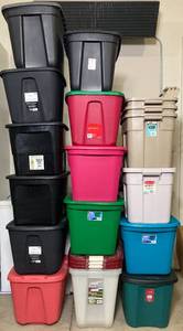 18 Gal Colored Storage Totes - 19 total