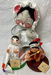 Annalee Dolls - 1987 Mother Mouse, Halloween Ghost and 1987 Indian Boy with Bow