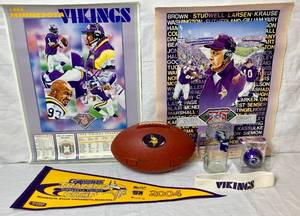 Vintage Minnesota Vikings Memorabilia - Vikings Football Tool Set, Bud Grant Hall of Fame Poster, 1994 Vikings Schedule, Ornament, Pendant and more