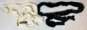 Crowncap White Rabbit Fur Scarf and Black Rabbit Fur Scarf (unbranded)