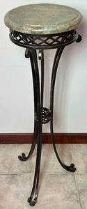 Tall Pedestal - Iron with Marble Top