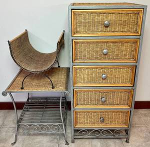 Wicker Collection - Chest of Drawers, Side Table and Magazine Rack