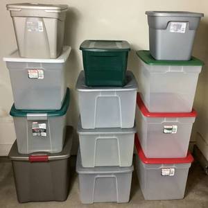 11 pc Assorted Sizes Storage Totes Bundle - 68 qt., 10 gal, 70 qt, 73qt,
