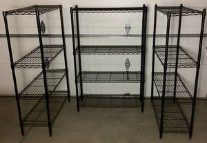 3 Black Metal Storage Shelves