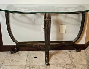 Glass Top Half Moon Foyer Table