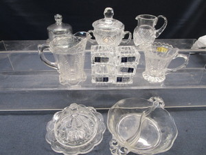 lot 137 image: Crystal Napkin Rings, Pitcher, Butter