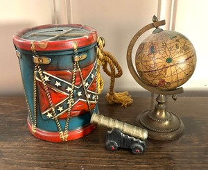 lot 98 image: Vintage Bank, Globe and Mini Cannon