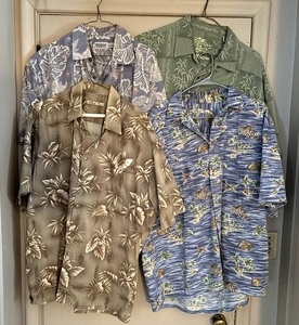 lot 138 image: Four Mens Tropical Motif XL Shirts by Batik Bay, Windham Pointe and Jamaica Jaxx