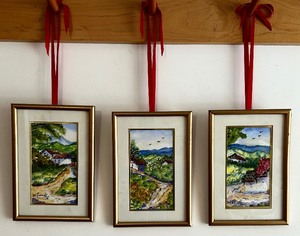 lot 29 image: Set of Three Petite Framed Watercolor Paintings