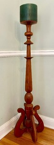 lot 32A image: Large Floor Wood Candle Holder